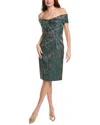 Teri Jon By Rickie Freeman Metallic Sheath Dress In Blue