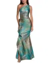 Teri Jon By Rickie Freeman Metallic Starburst Gown In Multi