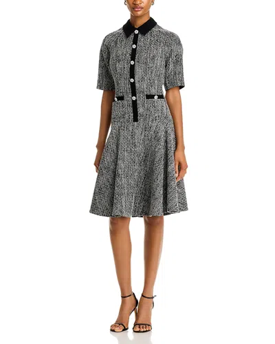 Teri Jon By Rickie Freeman Metallic Tweed Dress In Black Silver