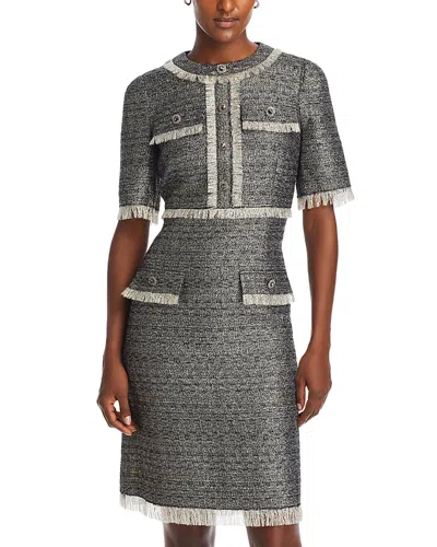 Teri Jon By Rickie Freeman Metallic Tweed Dress