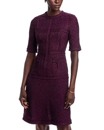 Teri Jon By Rickie Freeman Metallic Tweed Geo Stripe Dress In Purple