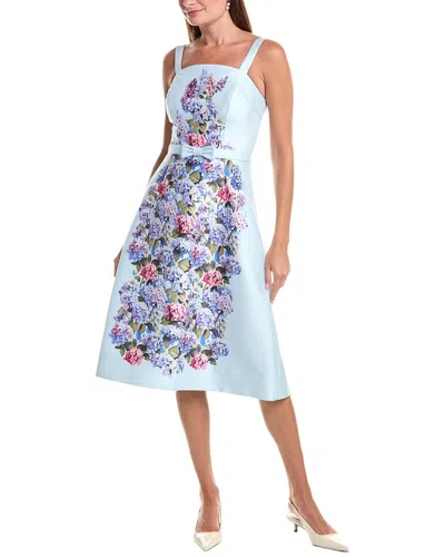 Teri Jon By Rickie Freeman Mikado Floral Print Dress In White