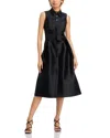 Teri Jon By Rickie Freeman Mikado Sleeveless Shirt Dress In Black