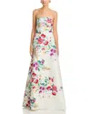 Teri Jon By Rickie Freeman Mikado Strapless Full Gown In White