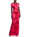 Teri Jon By Rickie Freeman Off The Shoulder Floral Mikado Gown In Multi