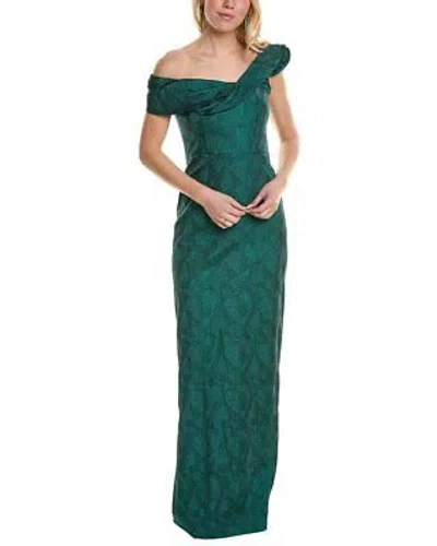 Pre-owned Teri Jon By Rickie Freeman Off-the-shoulder Gown Women's In Green