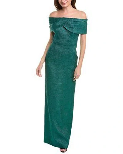 Pre-owned Teri Jon By Rickie Freeman Off-the-shoulder Gown Women's In Green