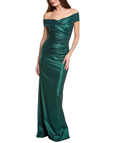 Teri Jon By Rickie Freeman Off-the-shoulder Taffeta Gown In Green