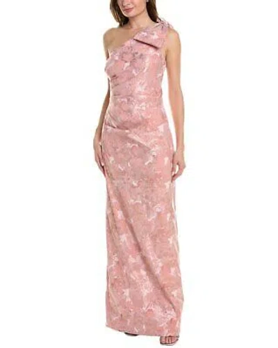 Pre-owned Teri Jon By Rickie Freeman One-shoulder Jacquard Gown Women's In Pink