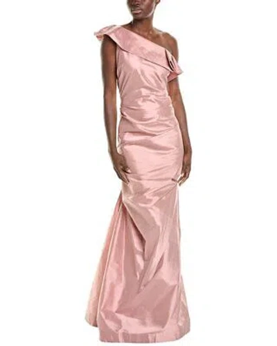 Pre-owned Teri Jon By Rickie Freeman One-shoulder Pleat Gown Women's In Pink