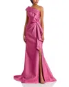 Teri Jon By Rickie Freeman One Shoulder Textured Gown In Pink