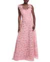 Teri Jon By Rickie Freeman Organza Floral Gown In Pink