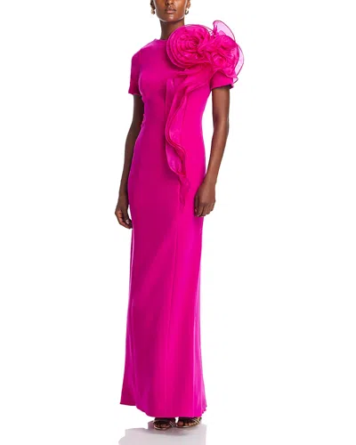 Teri Jon By Rickie Freeman Organza Flower Gown In Fuchsia