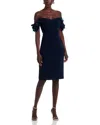 Teri Jon By Rickie Freeman Organza Off The Shoulder Dress In Blue