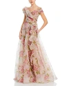 Teri Jon By Rickie Freeman Women's Floral Organza Tulle A-line Gown In Blush Multi