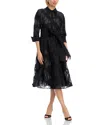 Teri Jon By Rickie Freeman Organza Web Shirt Dress In Black