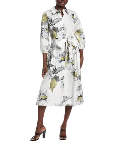 Teri Jon By Rickie Freeman Pearl Ruched Hip Shirtdress In White