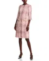 Teri Jon By Rickie Freeman Plaid Pattern Tweed Dress In Blush Multi