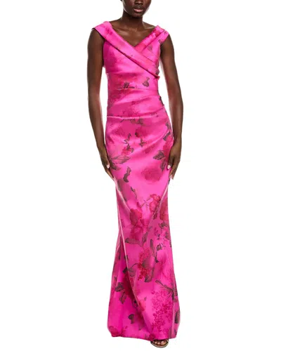 Teri Jon By Rickie Freeman Printed Gazar Gown In Pink