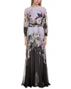 Teri Jon By Rickie Freeman Printed Maxi Dress In Black
