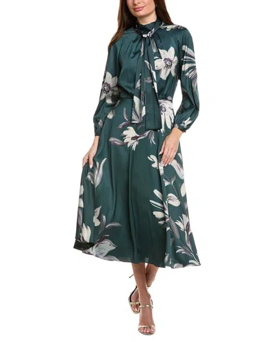 Teri Jon By Rickie Freeman Printed Maxi Dress In Blue