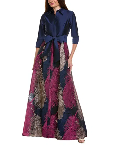 Teri Jon By Rickie Freeman Printed Maxi Dress In Multi