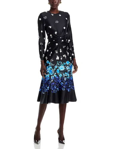 Teri Jon By Rickie Freeman Scuba Ruched Dress In Black