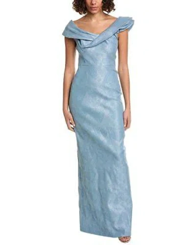 Pre-owned Teri Jon By Rickie Freeman Shimmering Gown Women's In Blue