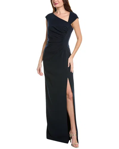 Teri Jon By Rickie Freeman Shirred Gown In Blue