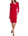 Teri Jon By Rickie Freeman Shirred Sheath Dress In Red