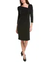 Teri Jon By Rickie Freeman Shirred Sheath Dress In Black