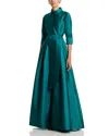 Teri Jon By Rickie Freeman Shirt Dress Gown In Blue