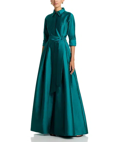 Teri Jon By Rickie Freeman Shirt Dress Gown In Blue
