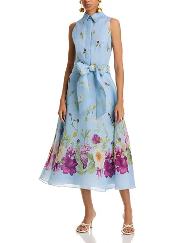 Teri Jon By Rickie Freeman Silk And Linen Shirt Waist Dress