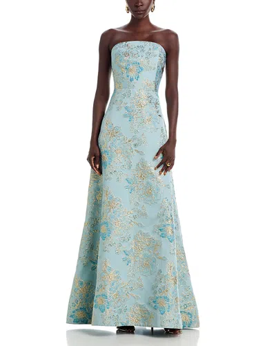 Teri Jon By Rickie Freeman Sleeveless Metallic Multi Jacquard Gown