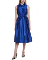 Teri Jon By Rickie Freeman Sleeveless Silk-blend Midi Dress In Blue