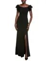 Teri Jon By Rickie Freeman Solid Maxi Dress In Black