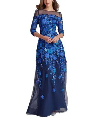 Pre-owned Teri Jon By Rickie Freeman Special Occasion Long Dress Women's In Blue