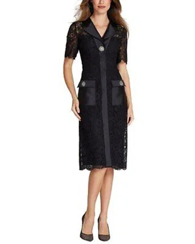 Pre-owned Teri Jon By Rickie Freeman Special Occasion Silk-blend Embellished Dress Women's In Black