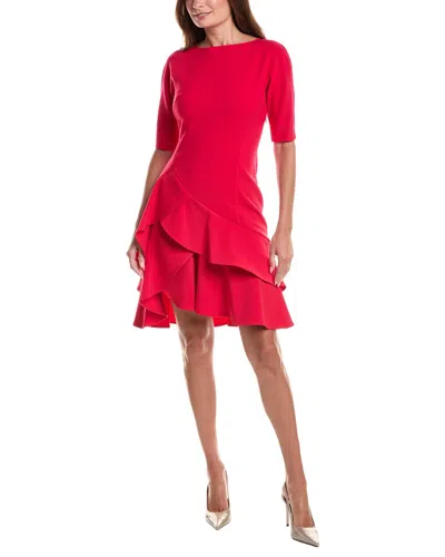 Teri Jon By Rickie Freeman Stretch Crepe Double Ruffle Cocktail Dress In Multi
