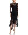 Teri Jon By Rickie Freeman Stretch Crochet Maxi Dress In Black