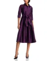 Teri Jon By Rickie Freeman Taffeta Shirt Dress In Purple