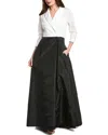 Teri Jon Collared Taffeta Ball Gown In Black