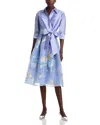 Teri Jon By Rickie Freeman Textured Taffeta Floral Jacquard Dress In Peri Winkle Multi