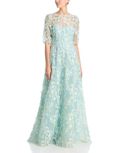 Teri Jon By Rickie Freeman Tulle 3d Petal Gown In Blue