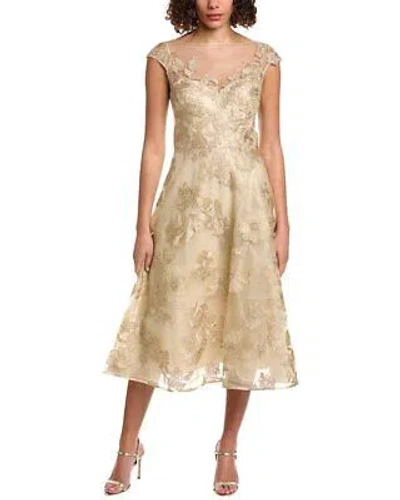 Pre-owned Teri Jon By Rickie Freeman Tulle Applique Cocktail Dress Women's Metallic 2 In Gray