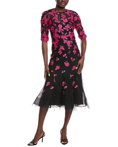 Teri Jon By Rickie Freeman Tulle Applique Gown In Black