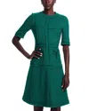 Teri Jon By Rickie Freeman Tweed Geo Stripe Dress In Emerald