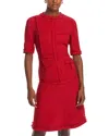 Teri Jon By Rickie Freeman Tweed Geo Stripe Dress In Red
