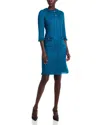 Teri Jon By Rickie Freeman Tweed Sheath Dress In Blue